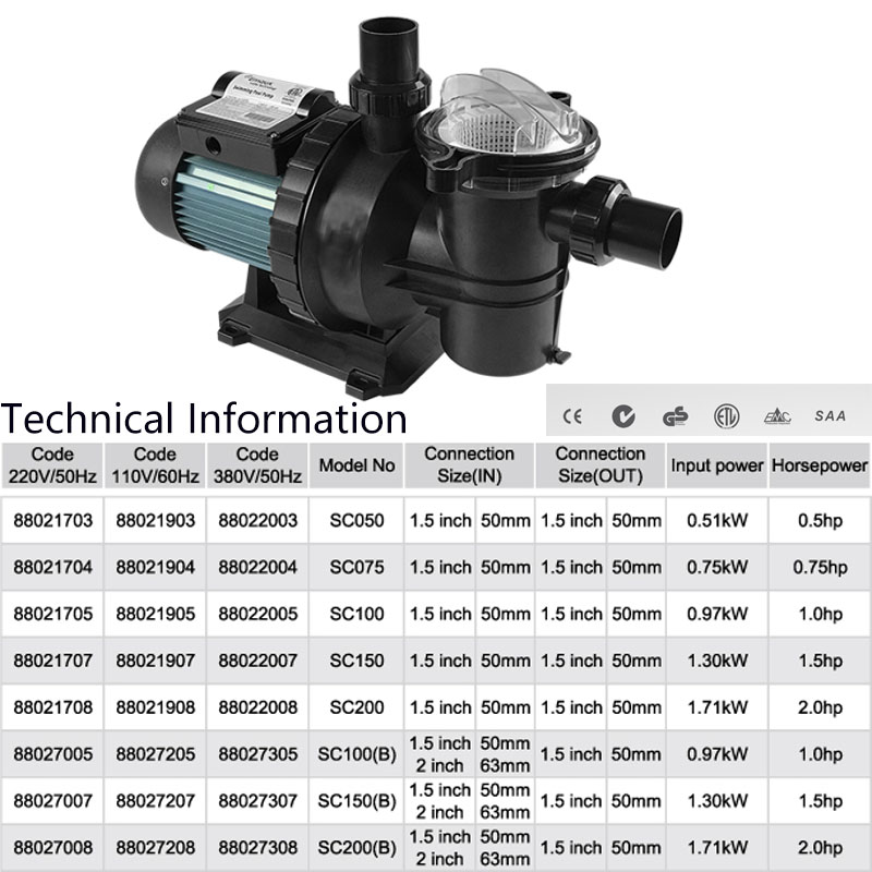 Residential SC series swimming pool pump
