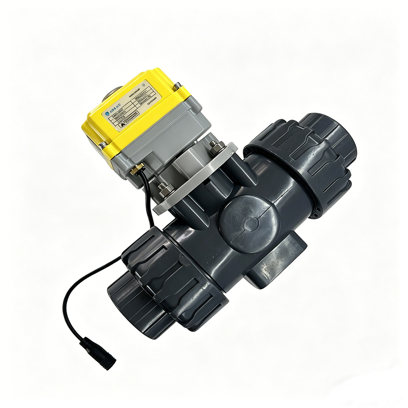 Intelligent electric 3-way valve PVC electric valve with 24V actuator, electric water valve supports OEM customization