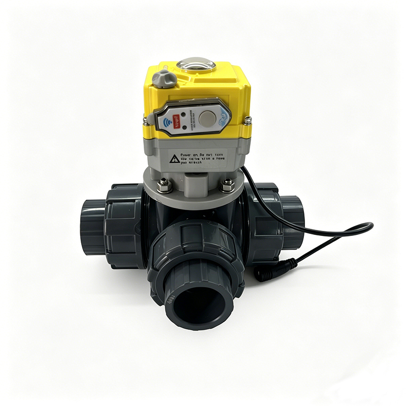 Intelligent electric 3-way valve PVC electric valve with 24V actuator, electric water valve supports OEM customization
