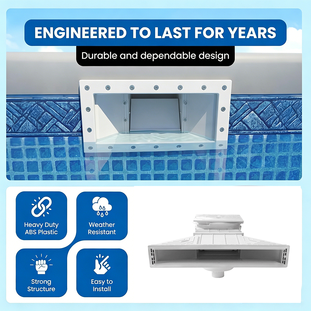 Above-ground and Underground Pool Skimmers, Pool Surface Skimmers, Wide-Mouth Wall-Mounted Skimmers and Accessory Kits